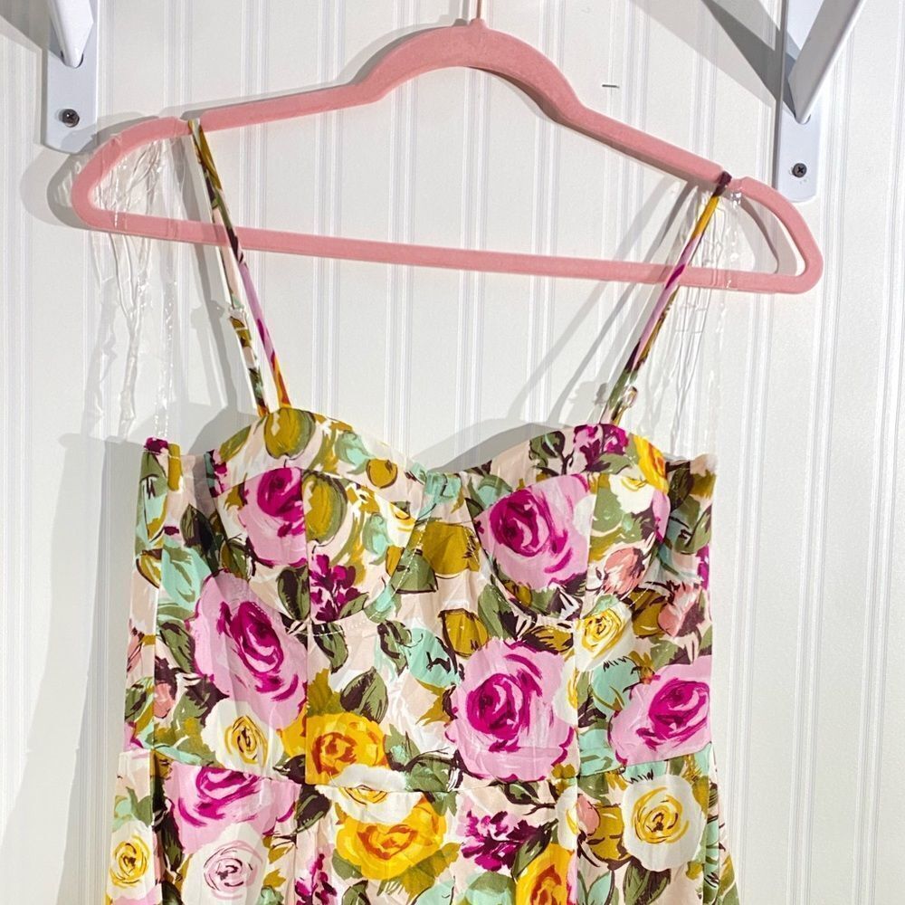 NWT Bohme Kim Floral Midi Strapy sleeveless Dress W/ Slit in Pink Size S - Picture 3 of 9